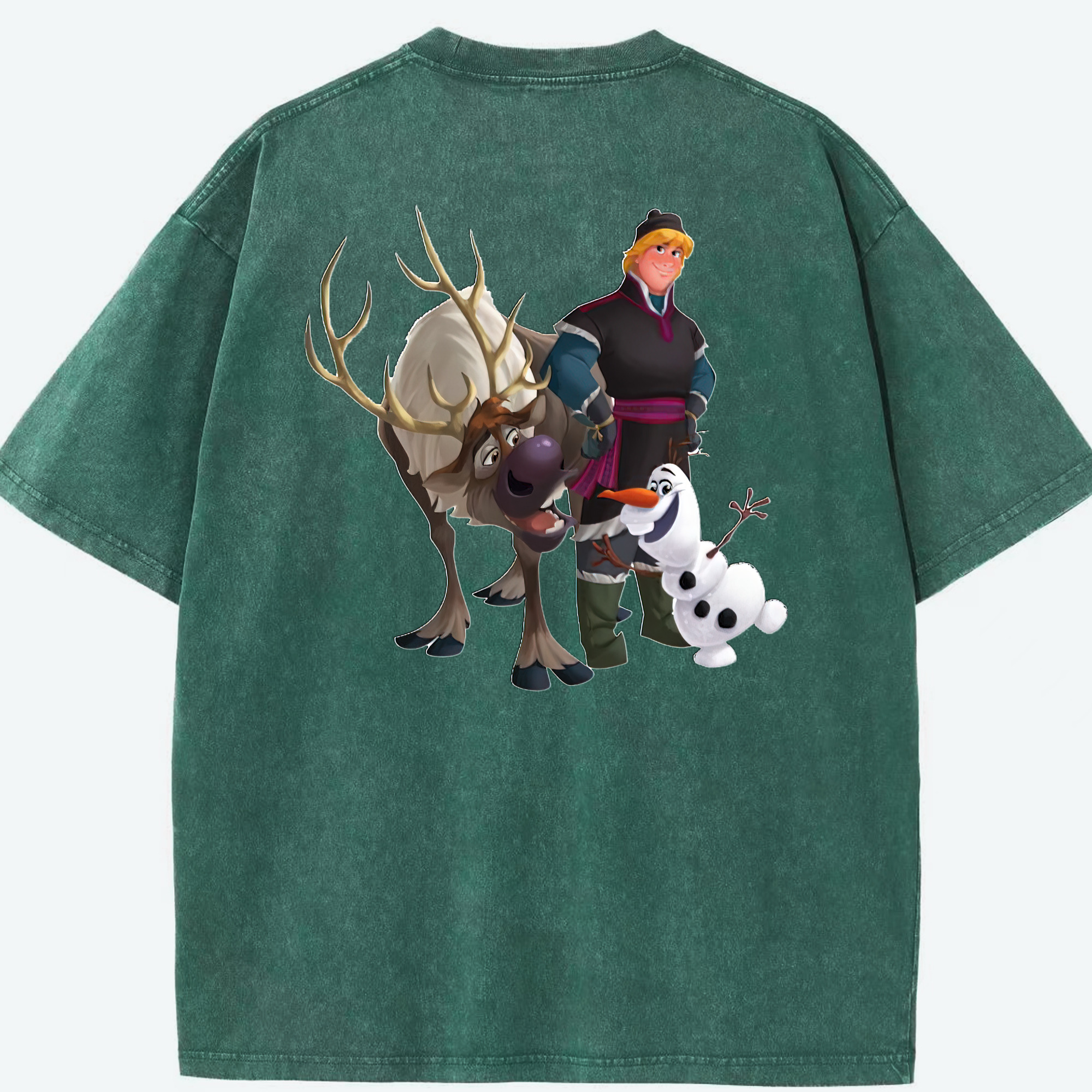 （画像用） アナと雪の女王 アンナ エルサ Frozen Anna Elsa 綿100% ヴィンテージ風 半袖Tシャツ（背面プリント）